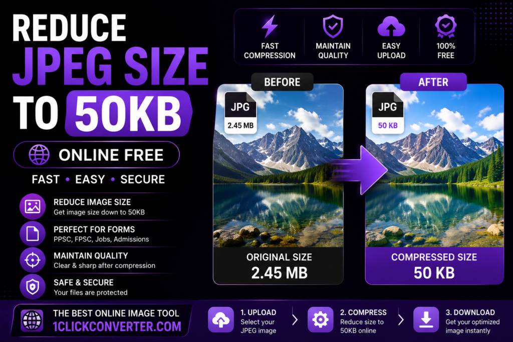 Reduce JPEG Size to 50KB Online Free